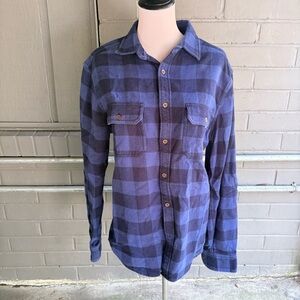 Mossimo Supply Co. Navy Checkered Casual Shirt